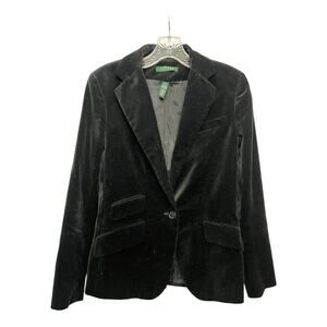 Lauren Ralph Lauren Black Velvet Velour Jacket Blazer Women Coat Size 4